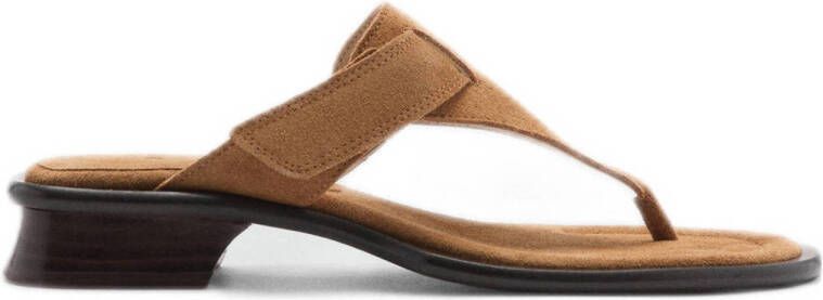 Mango suède teenslippers beige