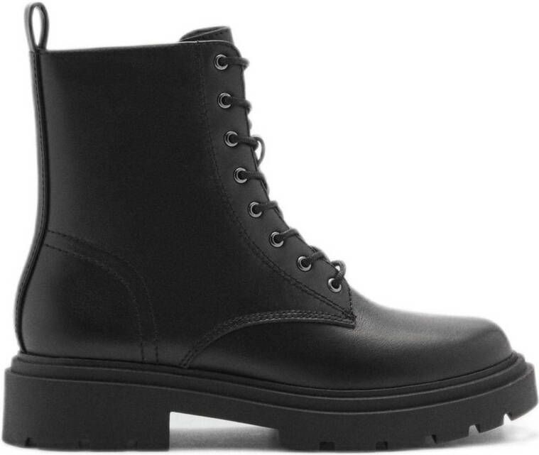 MANGO TEEN leren veterboots zwart