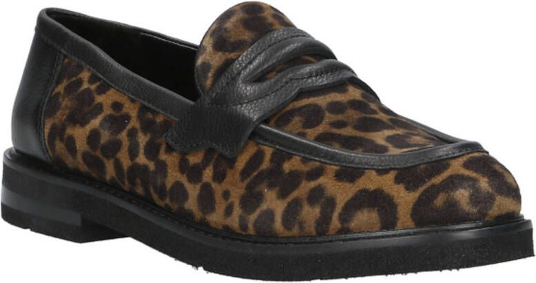 Maripe leren loafers zwart met panterprint