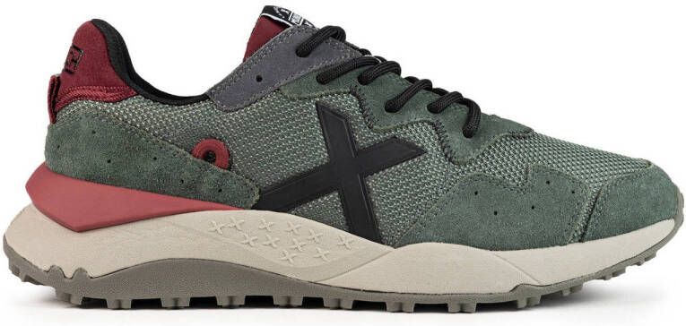 Munich Shibuya sneakers grijsgroen zwart rood