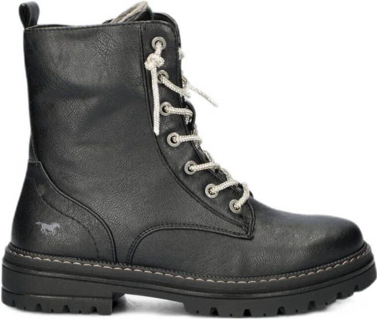 Mustang gevoerde veterboots zwart