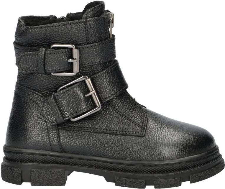 Nelson Kids leren bikerboots zwart