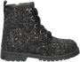 Nelson Kids leren veterboots met glitters zwart Meisjes Leer Effen 25 - Thumbnail 1