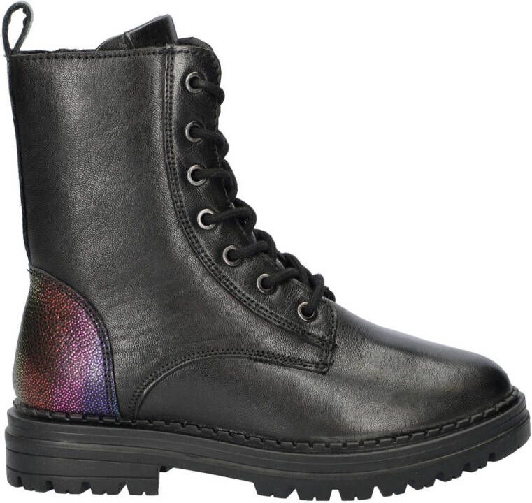 Nelson Kids leren veterboots zwart