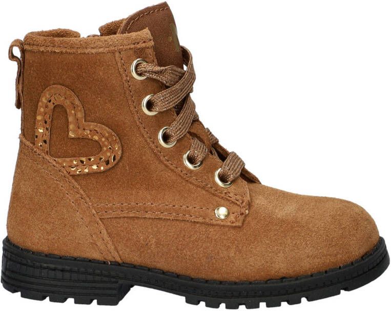 Nelson Kids suède veterboots cognac