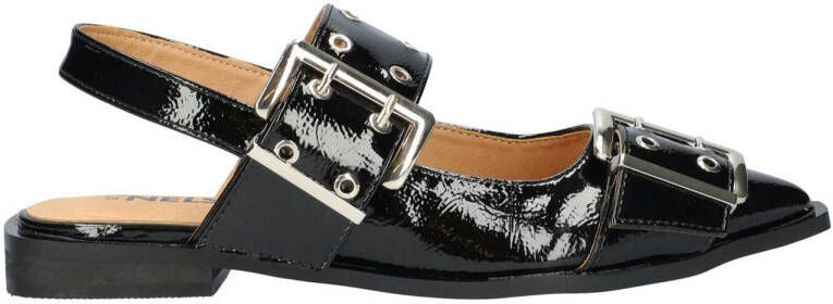 Nelson lak slingback loafers zwart