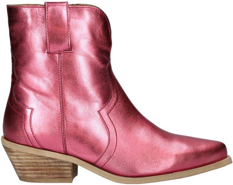 Nelson leren cowboylaarzen fuchsia metallic