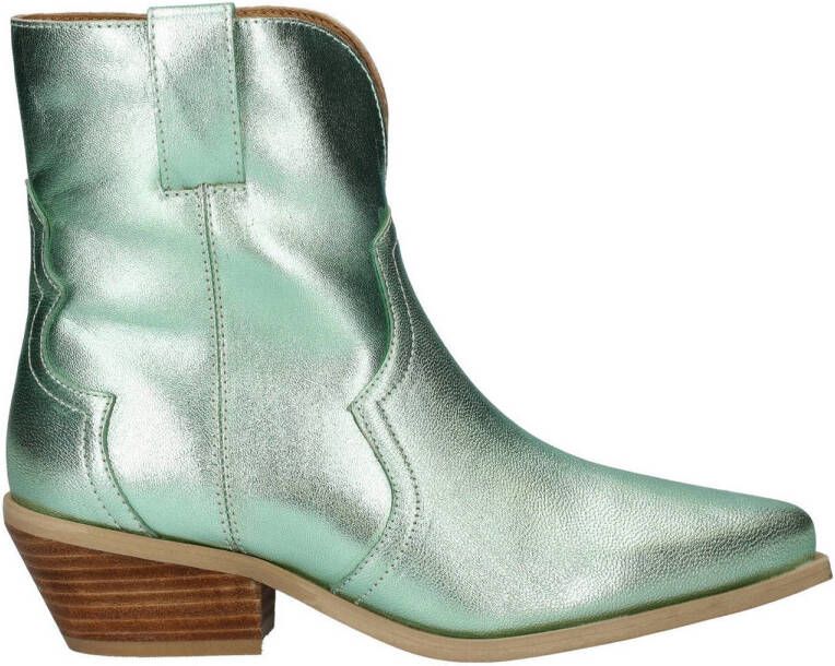 Nelson leren cowboylaarzen mint metallic