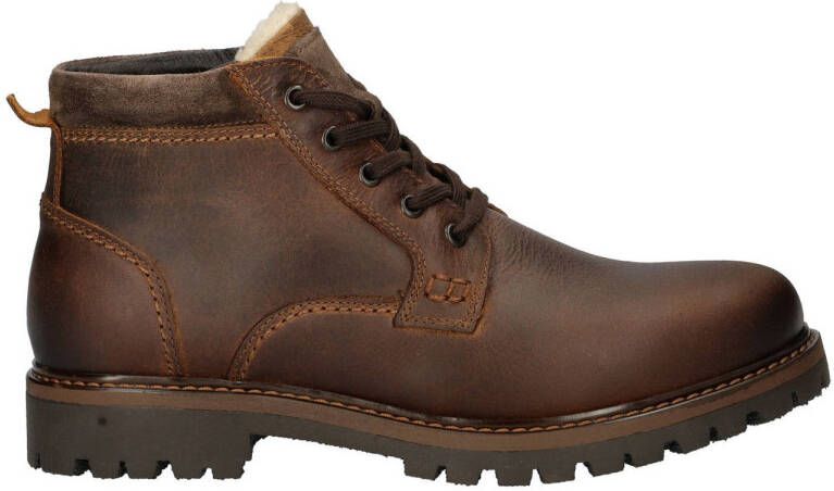 Nelson leren veterboots cognac