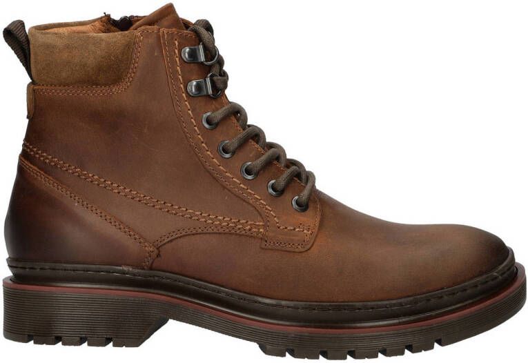 Nelson leren veterboots cognac