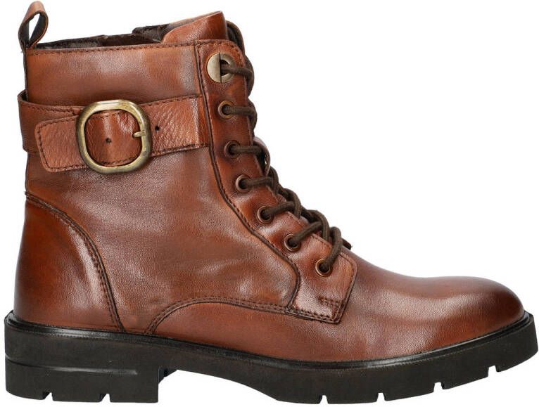 Nelson leren veterboots cognac