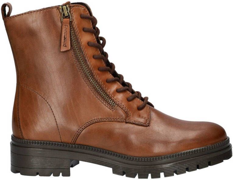 Nelson leren veterboots cognac