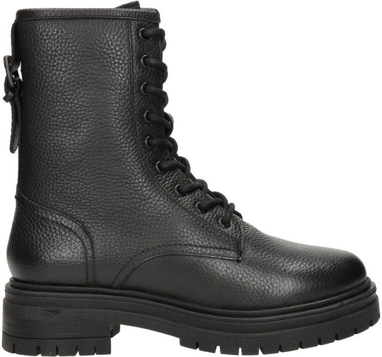 Nelson leren veterboots zwart