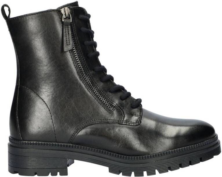 Nelson leren veterboots zwart