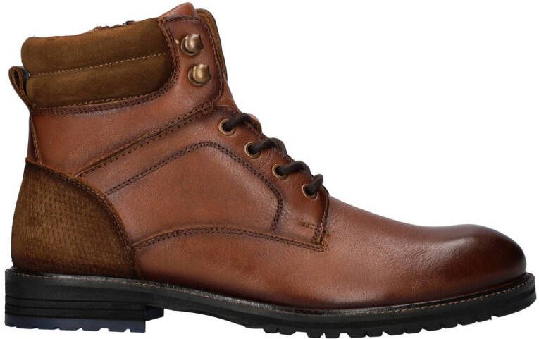 Nelson Nile leren veterboots cognac