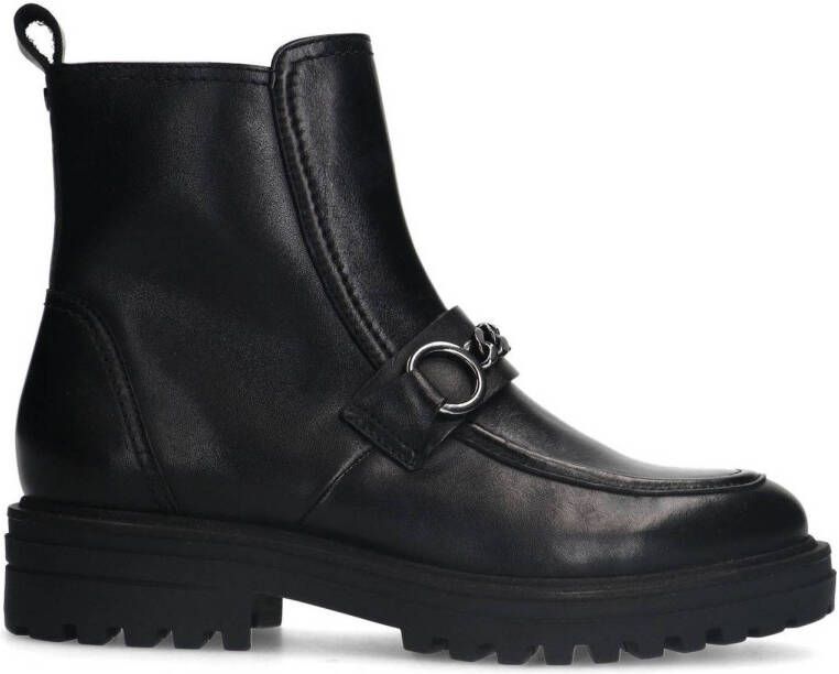 No Stress Dames Zwarte leren boots met chain