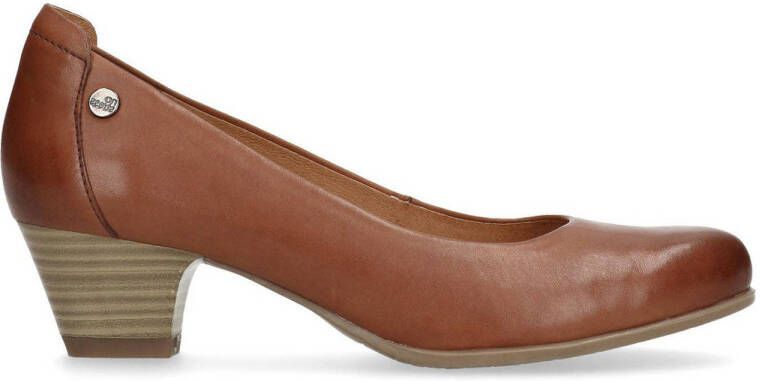 No Stress Dames Cognac bruine pump met lage hak