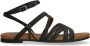 No Stress Dames Zwarte leren sandalen met bandjes - Thumbnail 1