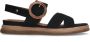 No Stress Dames PRE ORDER Zwarte leren plateau sandalen met gesp - Thumbnail 1