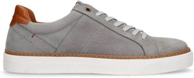 No Stress Heren Taupe nubuck sneakers met witte zool