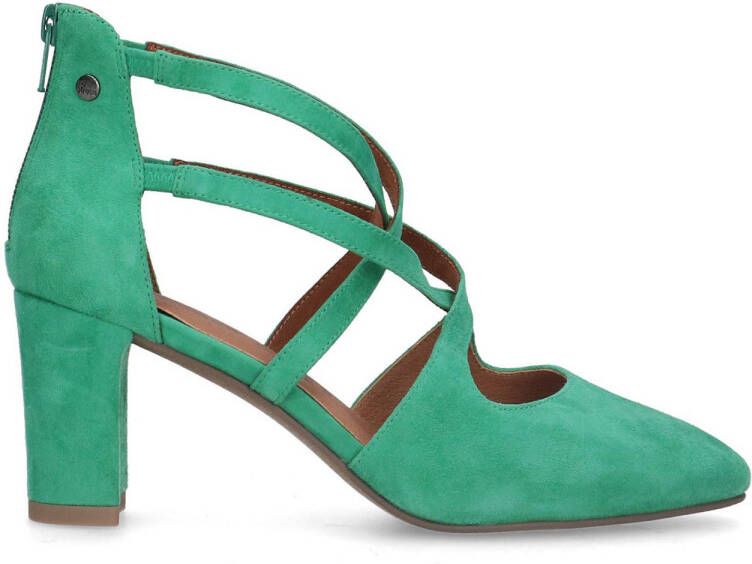 No Stress Dames Groene suède pumps met bandjes