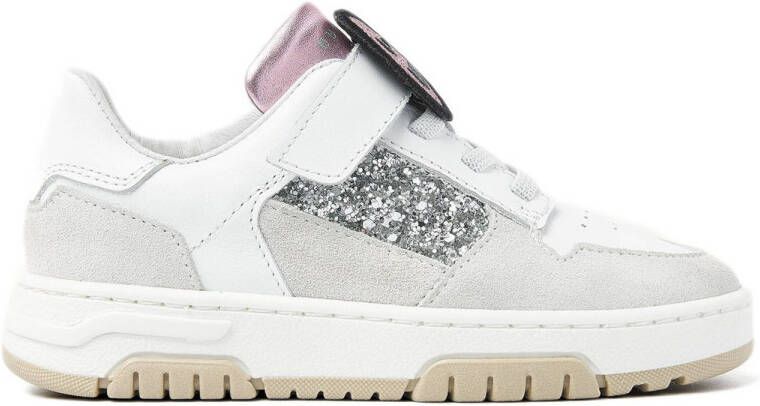 Nubikk Basket Court Jr leren sneakers wit zilver