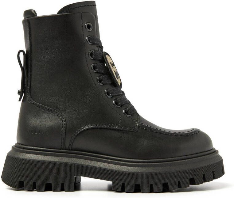 Nubikk Fae Bobbi Jr leren veterboots zwart