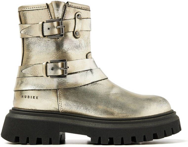 Nubikk leren enkelboots goud