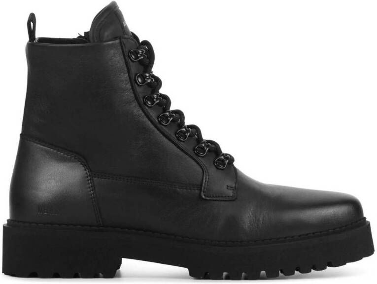 Nubikk Logan Harbor leren veterboots zwart