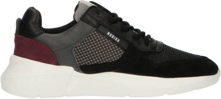 Nubikk sneakers zwart donkerrood