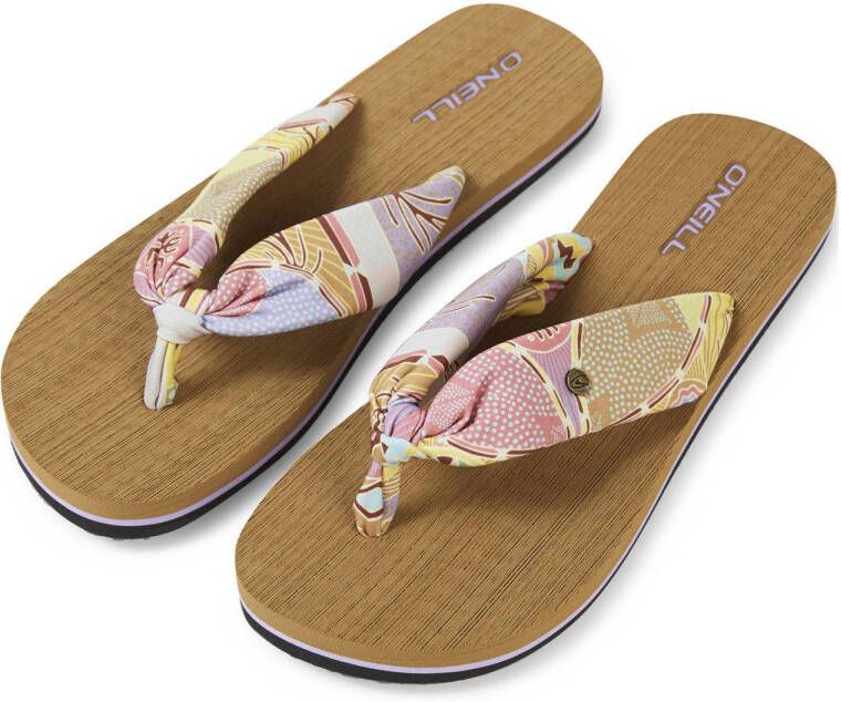 O'Neill Ditsy Sun teenslippers met allover print geel roze