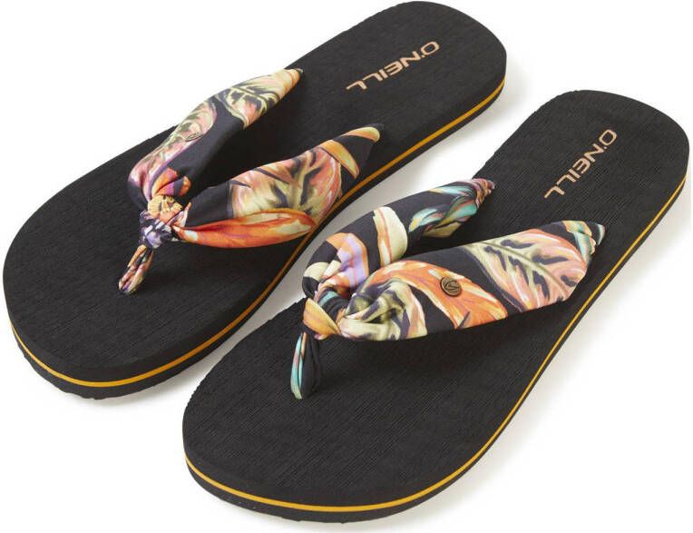 O'Neill Ditsy teenslippers met bloemenprint zwart oranje