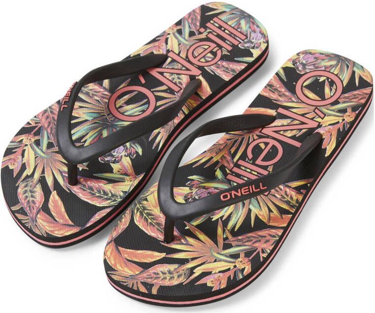 O'Neill Moya teenslippers met bloemenprint zwart