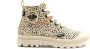 Palladium Pampa Safari canvas sneakers met dierenprint beige zwart - Thumbnail 1