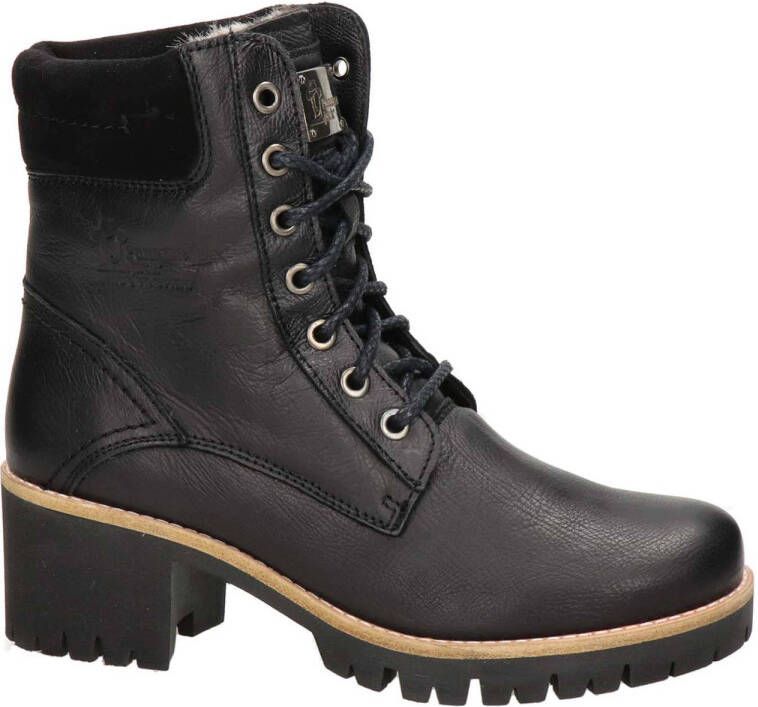 Panama Jack leren veterboots zwart