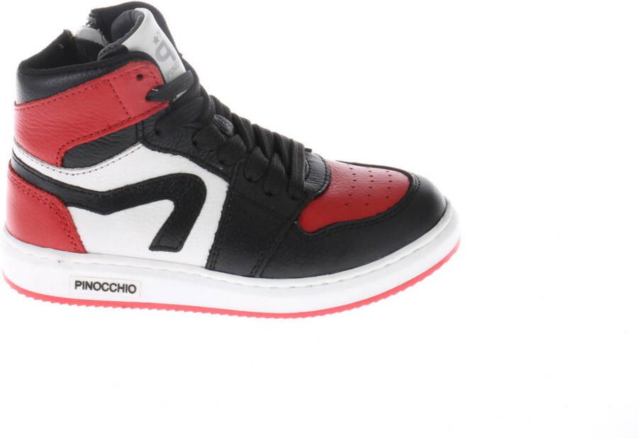 Pinocchio leren sneakers rood zwart wit
