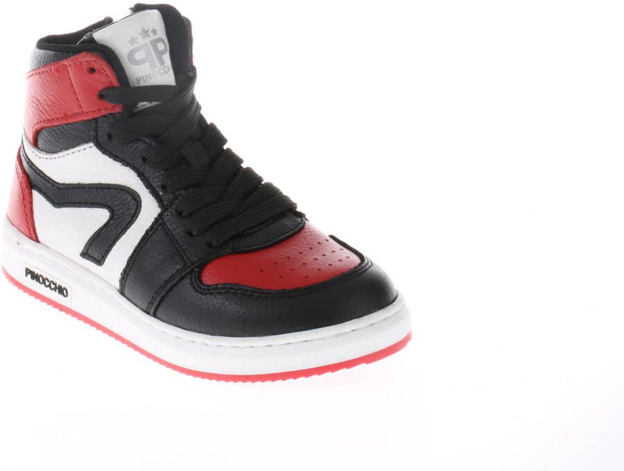 Pinocchio leren sneakers rood zwart wit