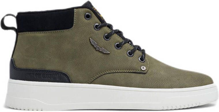 PME Legend Groene hoge sneakers met leren details Green Heren