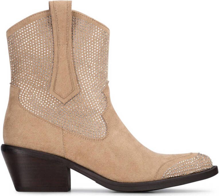 POSH by Poelman Abby beige cowboylaarzen met glitters