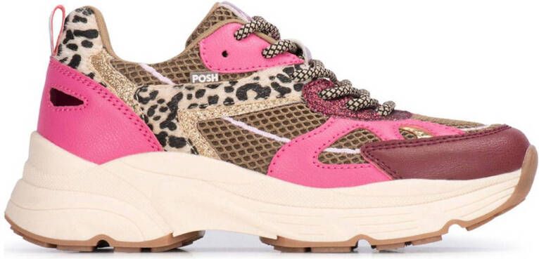 POSH by Poelman Ayokij chunky sneakers groen lila roze