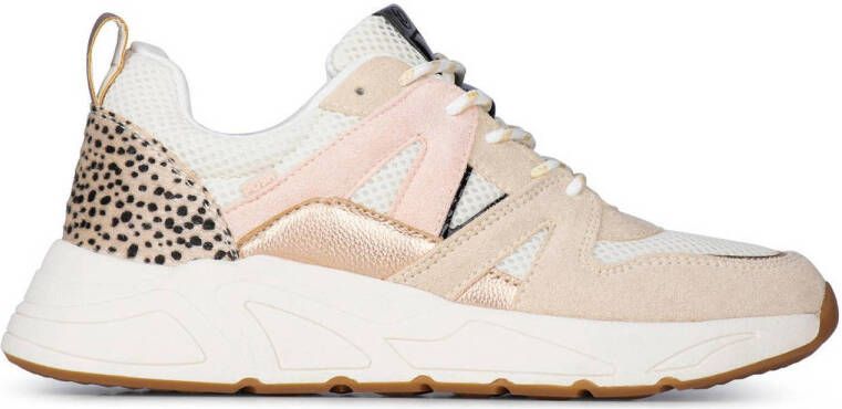 POSH by Poelman CAROCEL Dames Sneakers Beige met combinatie