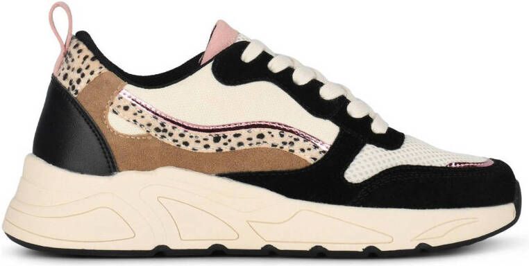 POSH by Poelman Carocel chunky sneakers zwart beige