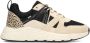 POSH by Poelman CAROCEL Dames Sneakers Zwart Met Beige Combinatie - Thumbnail 1