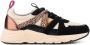 PS Poelman Dames CAROCEL Imitatie Leren Suedè PU Runner Sneakers met Beige Profielzool Zwart Brons Beige - Thumbnail 1