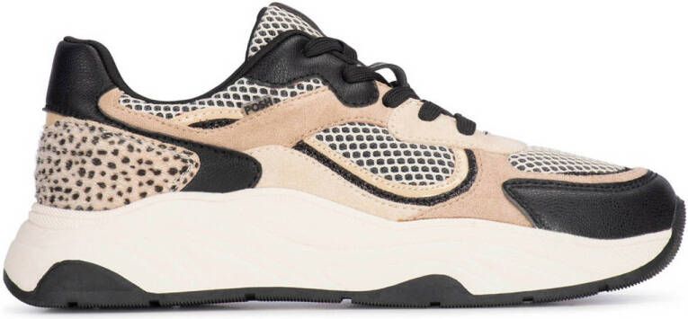 POSH by Poelman Macy chunky sneakers beige zwart