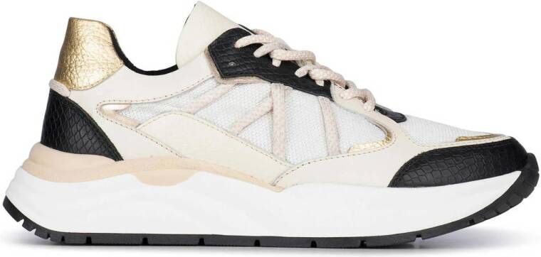 PS Poelman Charu chunky leren sneakers beige zwart