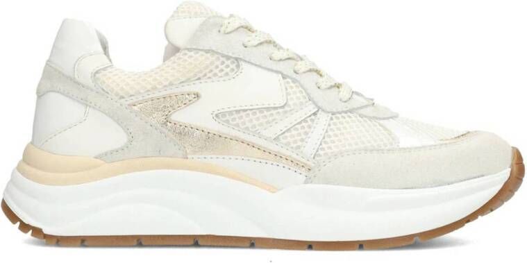 PS Poelman CHARU Dames Sneakers Wit Met Beige Combinatie