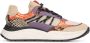 PS Poelman Charu leren sneakers beige paars oranje - Thumbnail 1