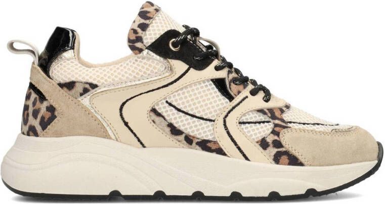 PS Poelman Cibel chunky leren sneakers beige panter