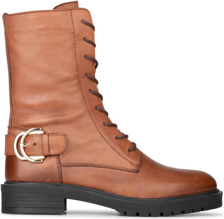 PS Poelman Dungaball leren veterboots cognac